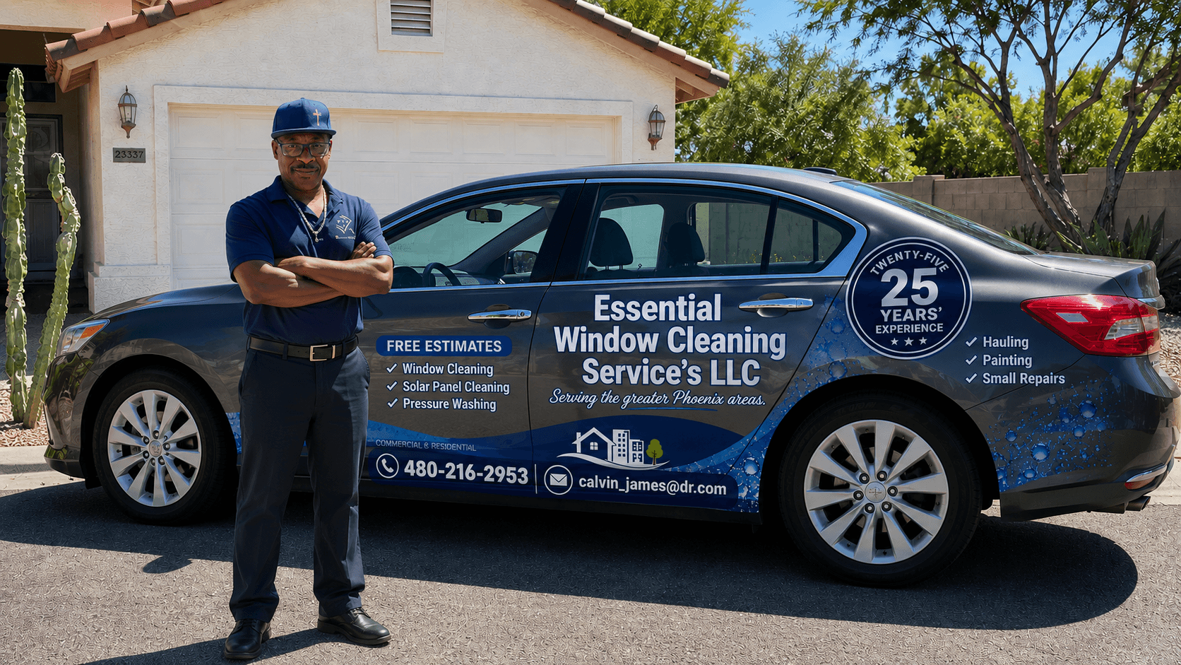 Calvin James, owner of Essential Window Cleaning Services